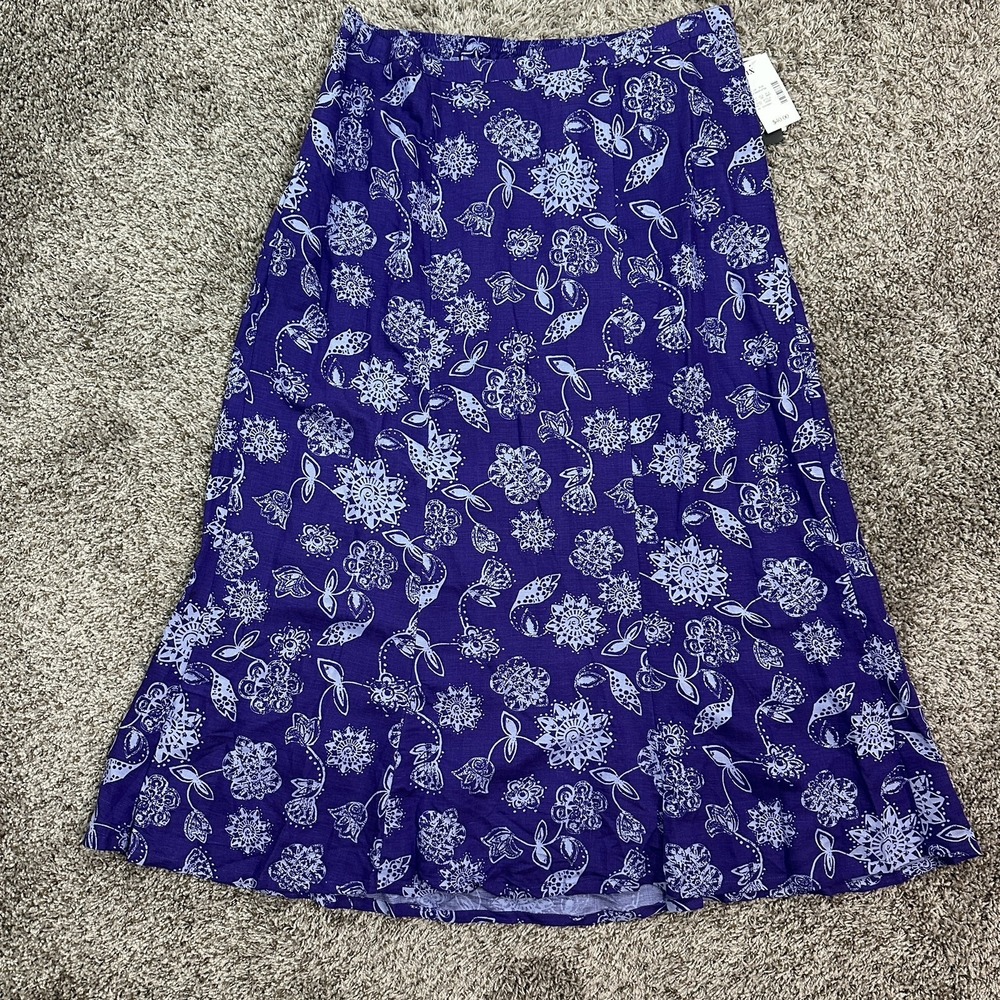 New Maggie Barnes Womens 2X Maxi Skirt LINEN Blend Purple Floral Tropical